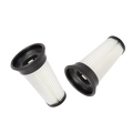 Two cylindrical vacuum filters with black ends on a white background