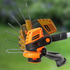 Gardening tool with multiple blades on a green background