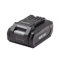 Black battery pack with 'MX 24V' branding on a white background