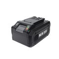 Black battery pack with 'MX 24V' branding on a white background