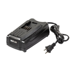 Black MX 24V battery charger with power cord on a white background