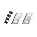 Two metal blades with screws on a white background
