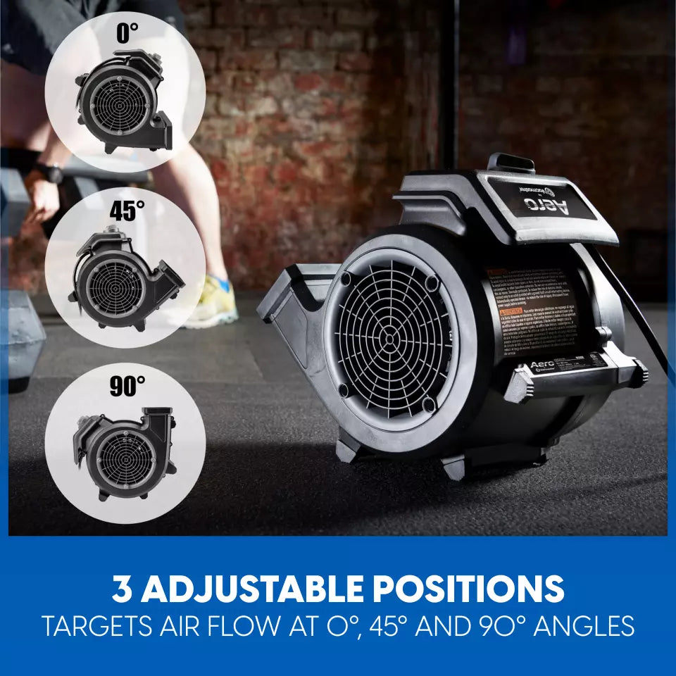 Air blower with adjustable positions on a dark background