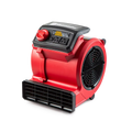 Red air blower with black accents on a white background