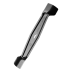 Metal tool with a black handle on a white background