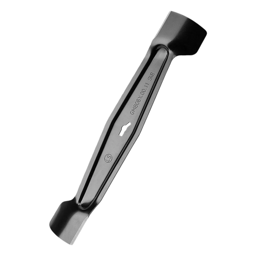 Metal tool with a black handle on a white background