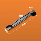 Black tool with measurements on an orange background