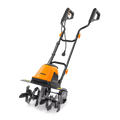 Orange and black tiller on a white background