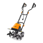 Orange and black tiller on a white background