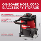 Vacmaster vacuum cleaner with features highlighted on a red and gray background