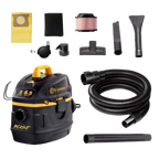 Vacuum cleaner set with various attachments on a white background