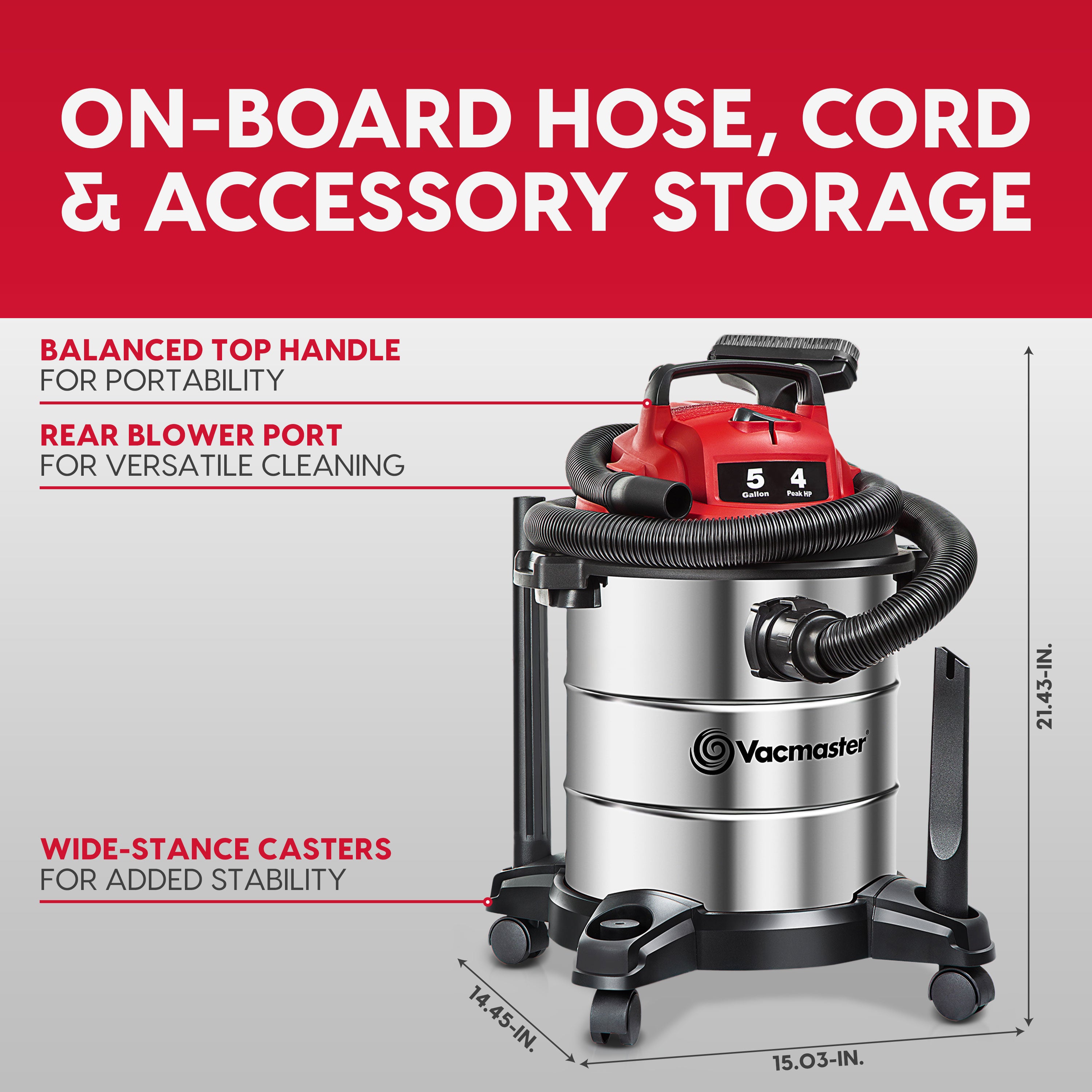 19L 4 Peak HP Household Wet/Dry  |Wet & Dry Vacuum Cleaner