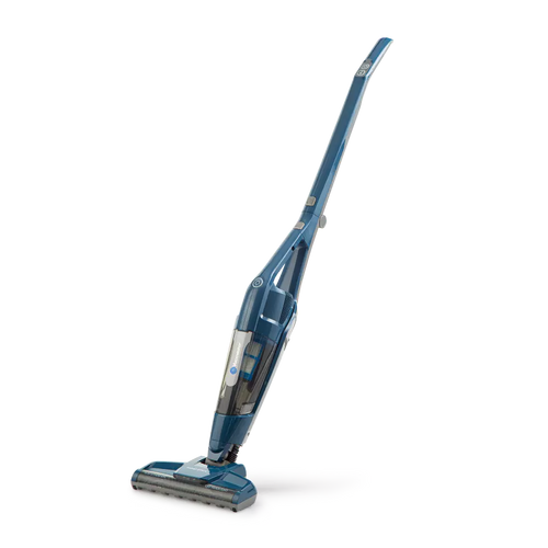 Blue and gray vacuum cleaner on a white background