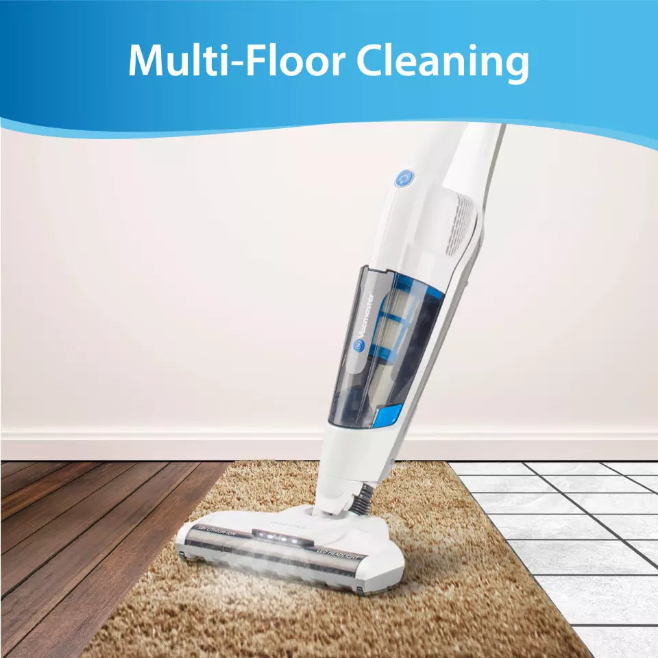 Vacuum cleaner cleaning a multi-floor surface with 'Multi-Floor Cleaning' text above.